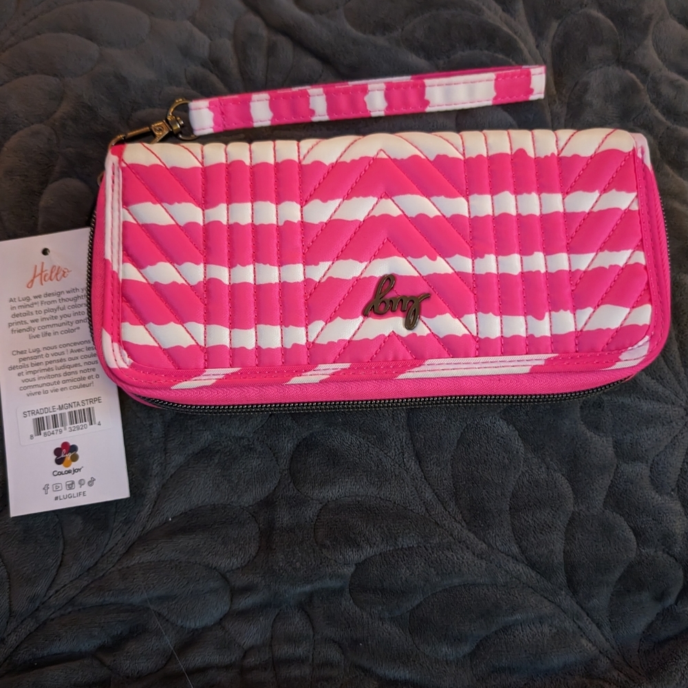 Lug Straddle Wallet in Magenta Stripe NWT!